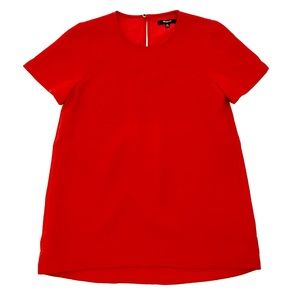 Madewell NWOT XS Red Pleated Short Sleeve Shirt